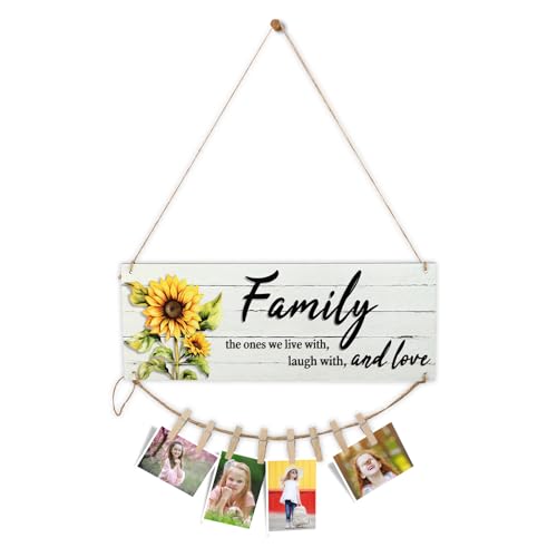 Marco de fotos Collage – Marco de fotos de madera para fotos – Con 8 pinzas de madera pequeñas y 2 cuerdas de cáñamo – Ideal para regalo para abuela, regalo de cumpleaños, regalos personalizados para