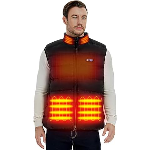 PTAHDUS Men's Heated Vest with Battery Lightweight 4 Heating Zones, with Neck Warmer(Black, Medium) Cover