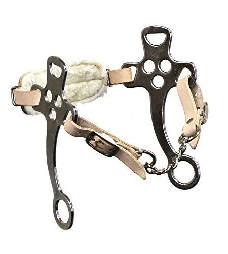 Colorado Saddlery Chrome Plated Hackamore with Fleece Lined Noseband - Adjustable Heavy Leather for Horses, Perfect for Trail Rider, Packer/Outfitter - Western Horse Tack Supplies