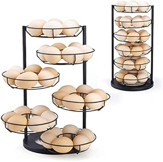 Egg Holder Countertop Not Oppress Fresh Egg Holder 360° Spin Dispenser Egg Storage Stable Base Egg Baskets Egg Skelter for Fresh Eggs with 6 Layer (Black)