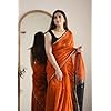 Women's Cotton Linen Saree With Gold-Toned Zari Work & Blouse Piece (kp-5034-orange-black-bzr)