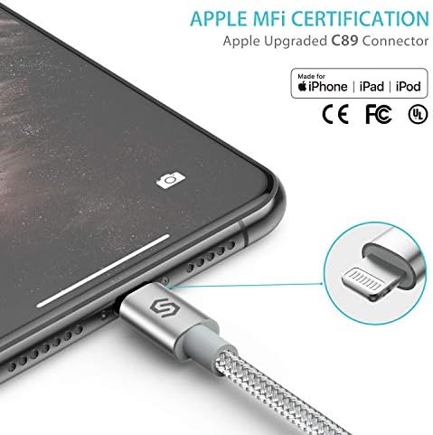Syncwire iPhone Charger Cable 2m/6.6ft [Upgraded C89 Apple MFi Certified] iPhone Charging Cable Premium Double Nylon Braided Fast Charging iPhone Cable for iPhone 12 11 XR XS X 8 7 6s 6 iPad iPod
