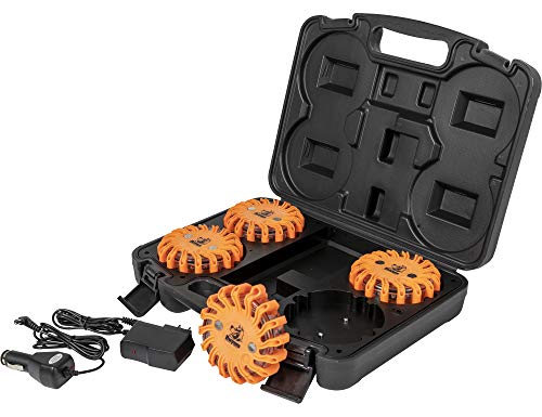 Buyers Products 8891017 Rechargeable Magnetic Road Flare Kit with Carrying Case, 4 Pack, Includes Steady On Mode and 10 Flash Patterns, Rechargeable Road Flare Strobe by Buyers Products Company - Used condition - US$78.96