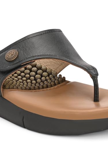 Image of egoss LADY BOSS Womens Textured Toe Post Sandals | Metallic Finish Comfort Slippers | Cushioned Massage Footbed Lightweight Anti-Slip Casual Wear for Women