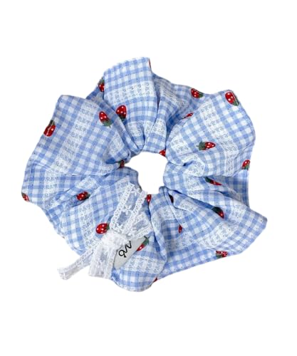 Strawberry Hair Scrunchies Girls Fruits Ponytail Holder Strawberry Hair Scrunchy Ties BW61 (B1-Giant)