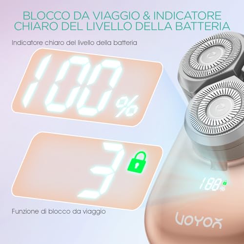 VOYOR Rasoio Elettrico Donna Depilatore Corpo Donna Rasoio Donna Inguine Viso Corpo Braccia Gambe, Impermeabile Rasoio Elettrico Corpo Portatile E Ricaricabile Rasoio Donna Elettrico ES310 (Oro) - 6