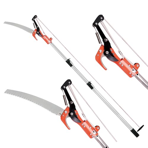 BLUEMARS Lightweight Telecopic Tree Prunner 3.3m Aluminium Tree Looper 2 in 1 with 40mm Cutting Capacity,Adjustable Length 170cm-330cm, Extendable Pole Saw for Branches