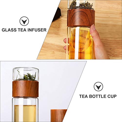 UPKOCH Garrafa Infusor De Chá Dupla Camada de Isolamento Copo de Vidro Garrafa De Chá De Vidro Com T