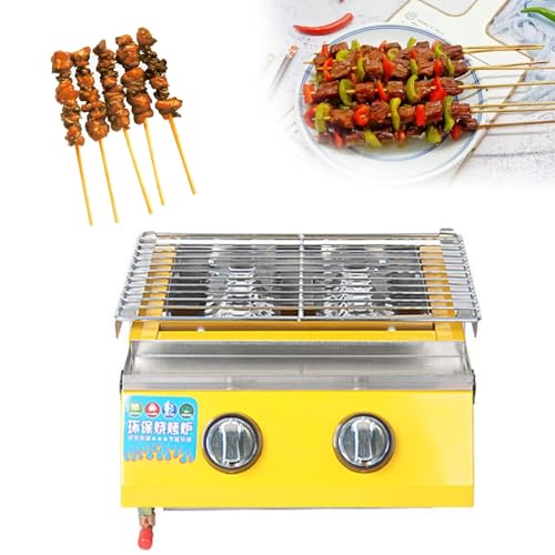 Bbq A Gas Con Bruciatore In Acciaio Inox Per Barbecue Da Giardino Esterno Con Raccogligrasso, Barbecue A Gas Da Tavolo Bbq A Due Fuochi In Acciaio Inox Con Manopole Aggiornate, Perfetto Per C(Color:B)