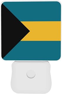 Night Light Flag of The Bahamas Night Lights Plug Into Wall Smart Automatic Dusk to Dawn Sensor Led Night Light for Living Room Bedroom Hallway Stairways 2 Pack