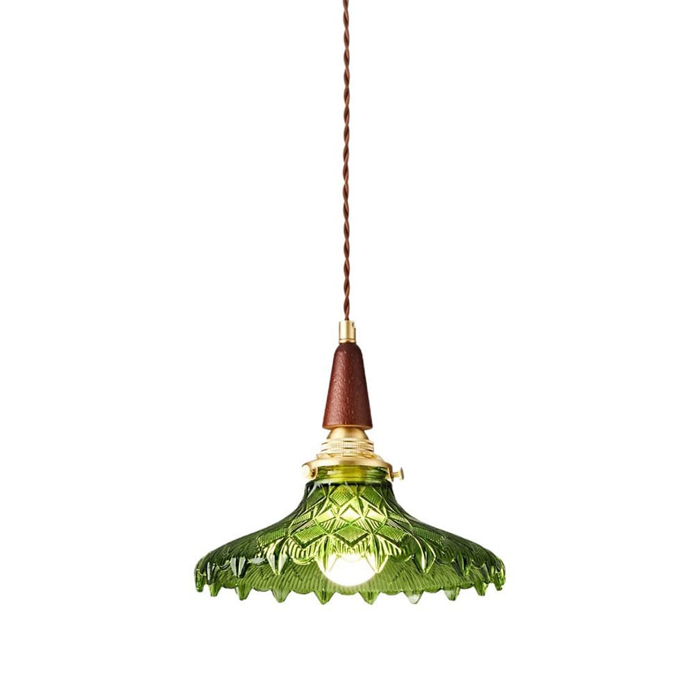 RSZCSMO Medieval 9.84-inch LED Bedroom Bedside Chandelier, French Retro Restaurant Bar Green Glass Chandelier is Suitable for Porch Corridor Hotel,Lighting Fixture