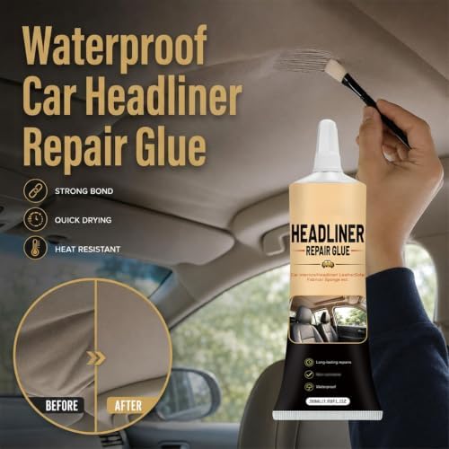 Waterproof Car Headliner Repair Glue, High Strength Adhesive for Sagging Car Ceiling & Interior, Car Headliner Repair Adhesive, Multi-Purpose Heavy-Duty Adhesive with Applicator,3Sets - 1