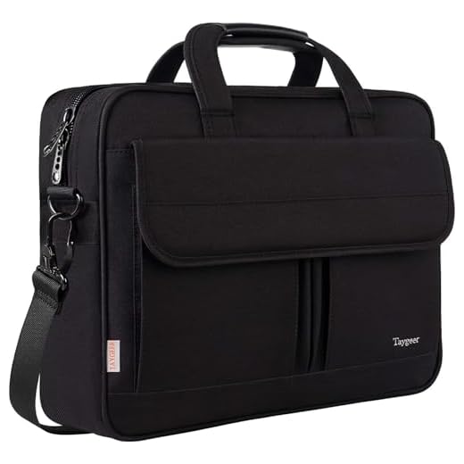 Taygeer Borsa Porta PC, 15.6 Pollici Impermeabile Borsa Computer Portatile Borsa Messenger per Donna Uomo Insegnanti Viaggio Lavoro Università Scuola, Nero
