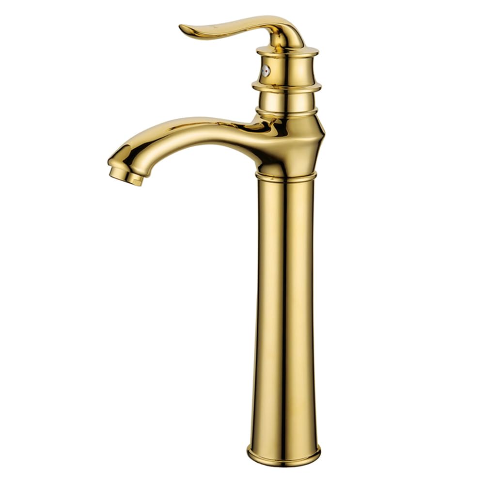 Robinet de salle de bain mitigeur haut avec contrôle eau chaude et froide doré