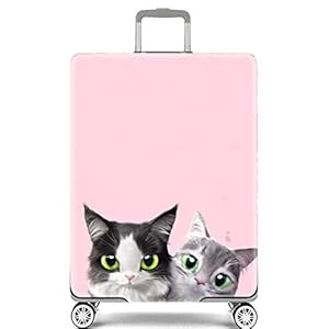 Koffer Cover 3D Sterrenhemel Wolf Dream Catcher Uil Voetbal Ontwerp Roze Blauw Zwart Paars Reisbagage Protector Stofkap (zonder koffer), Kitten, M(Fits to 22″-24″ Trolley Case), Modern