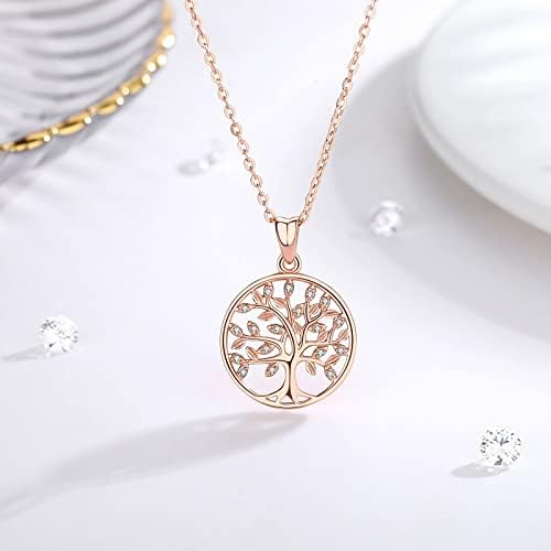 CELESTIA Tree of Life Necklace for Women Sterling Silver Family Tree of Life Pendant with Chain Gifts for Mum Daughter Grandma Sister