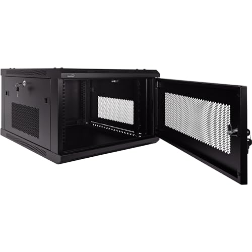 Image of NavePoint 6U Server Rack Enclosure - 23.6 inch Deep, Wall Mount Network Cabinet with Locking Perforated Door, 19 inch IT Equipment Compatible, Network Rack, Removable Side Panels, Black