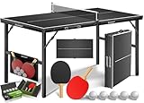 KESSER® Tischtennisplatte Mini mit Tischtennisschläger-Set, Tischtennisbällen und TT-Netz | Indoor | Unterwegs, laminierte Platte + klappbar – Kofferdesign, Kinder und Erwachsene – 153 x 76,5 cm