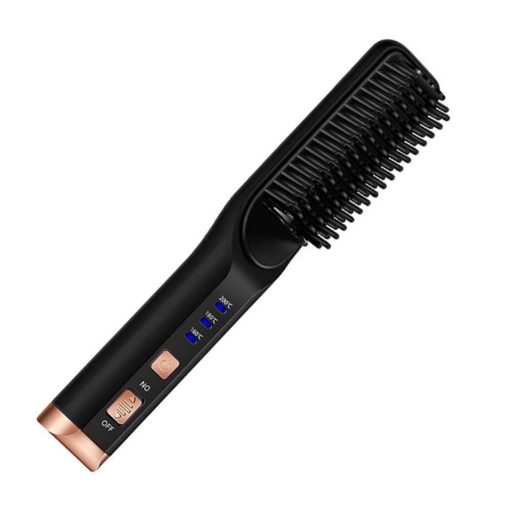Brosse à lisser les cheveux unisexe avec peigne lisseur céramique noir
