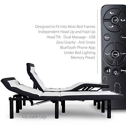 Blissful Nights Split King E5 Adjustable Bed Frame With Head Tilt, Massage, Anti-Snore, Zero Gravity, Usb Charging, Nightlight, Wireless Remote #TOP2