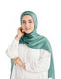 Xirhoot Hijab Scarf for Women - Satin Crepe Texture (Turkish Blue)