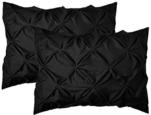 Elegant Comfort 2-Pack Sham Set Pinch Pleat Design, 1500 Premium Hotel Quality Microfiber, Stylish Design-Easy Care, Wrinkle and Stain Resistant, 2-Piece Sham Set, Pleated King, Black
