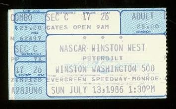 WINSTON WASHINGTON 500 TICKET STUB JULY 13 1986 VG