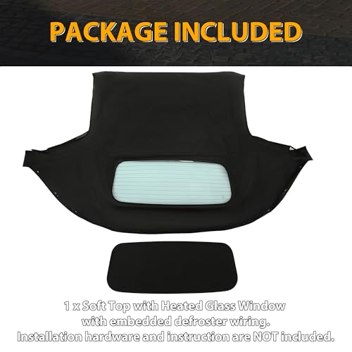 KUAFU Convertible Soft Top Compatible with 1990-2005 Mazda Miata Sailcloth Vinyl Top w/Heated Glass Window Black - Thumbnail 6