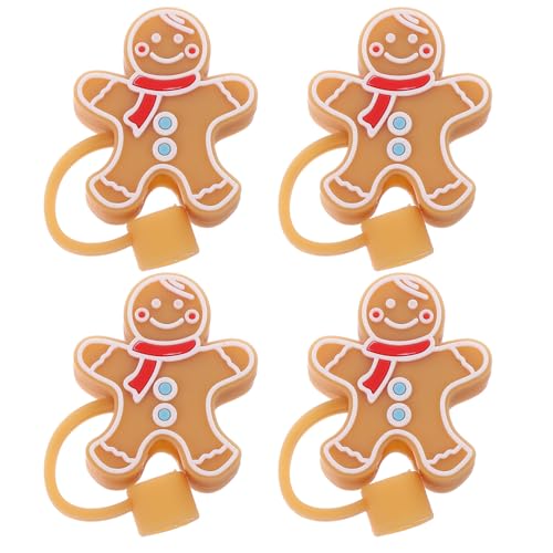 UKCOCO 4 pcs toppers navideños de silicón para pitillos