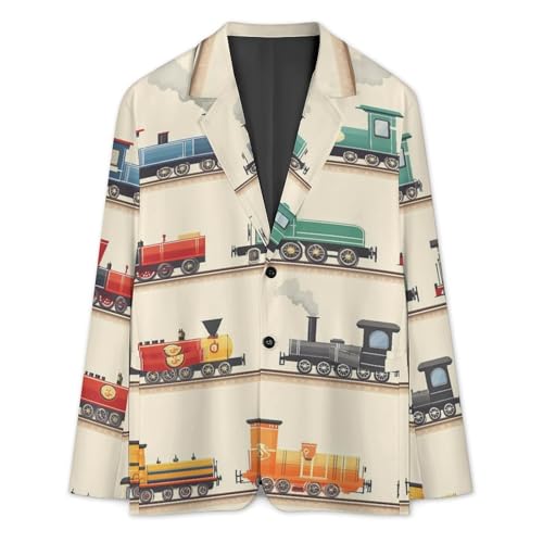 Steam Train Men's Blazer Printed Button Suit Jacket Slim Sport Coat Blazers3