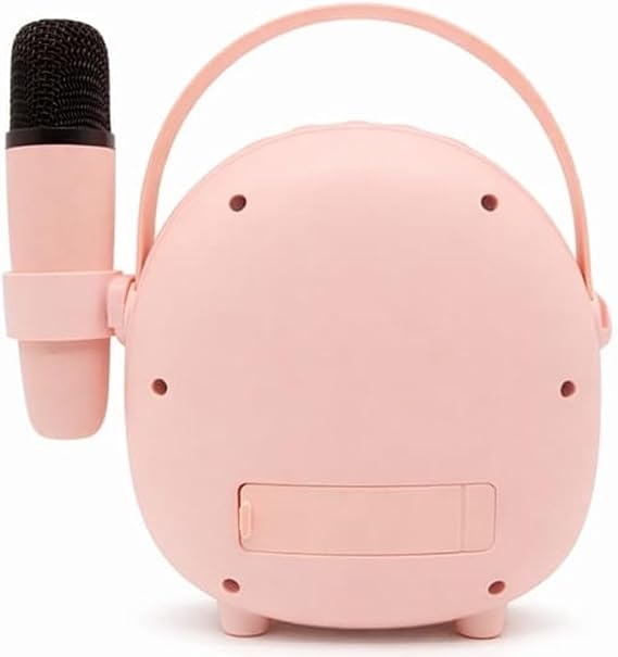 Çocuklara Özel Tasarımlı Bluetooth Karaoke Mikrofon ve Ahşap Tripodlu Pembe