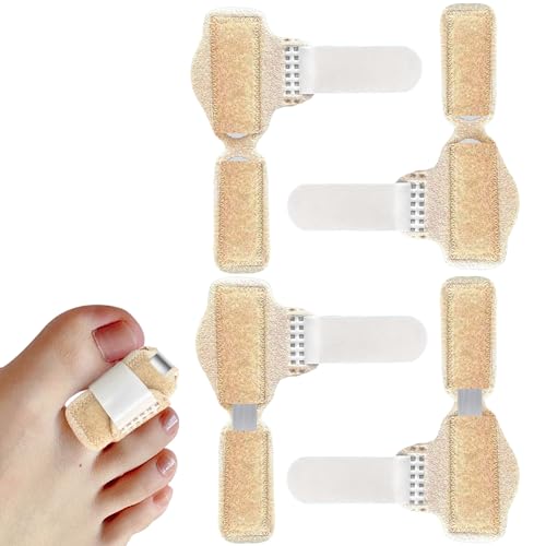 GSYUWIH 4 Pack Hammer Toe Straightener,Toe Straighteners for Curled Toes with Aluminum Plate,Blue Hammer Toe Corrector for Women and Men,Practical Support Toe Wraps(Nude)