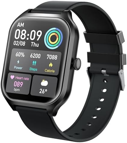 ANTZO Smart Watch 2.01" AMOLED Display 10-Day Battery, BT Call & Text, Workout Modes, 24/7 HR BP O2 Sleep Mon, IP67 Waterproof, Fitness Tracker for Men and Women, Compatible with iOS/Android