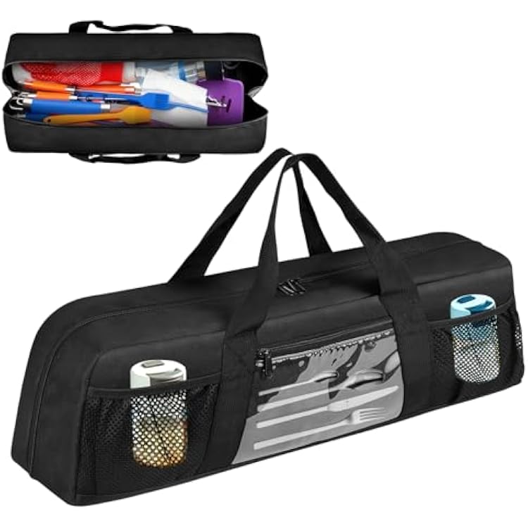 Boczif Grill Utensil Storage Bag, BBQ Tool Organized Bags, Barbecue Hardware Grill Accessories Carry Bag, Picnic Cooking Tools Holder Pouch for Camping, Outdoor BBQ