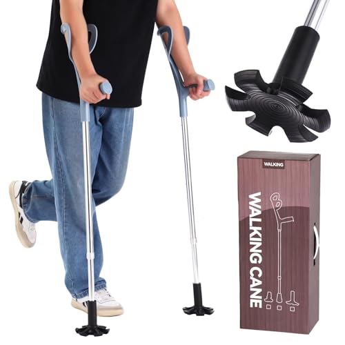 2 Pcs Forearm Crutches for Adults Foldable Knee Patients Mobility aids for Childre and Seniors for with Leg Injury Adjustable Travel Lightweight Walking Stick