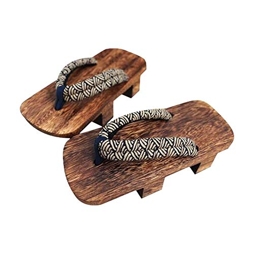 G-LIKE - G-LIKE Japanische Clogs Sandalen Holzschuhe - Traditionelle Japanische Stile Heian Periode Geta Pantoffel Sommerschuhe Cosplay Samurai Rutschfest Flip-Flops für Frauen Männer - Holz (44-45, Blau)