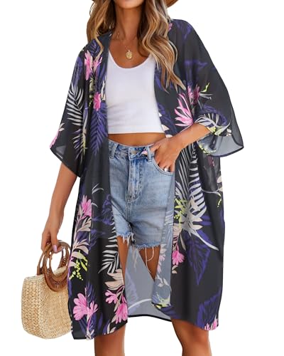 Image of Women's Kimono Swimsuit Coverups Summer Beach Loose Cardigans for Swimwear