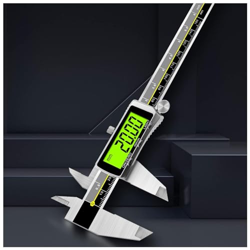 Calibro Digitale con Retroilluminazione, Calibro Digitale di Precisione 150 mm in Acciaio Inossidabile Display LCD Impermeabile e Misurazione Della Profondità con Batteria per Casa e Industria