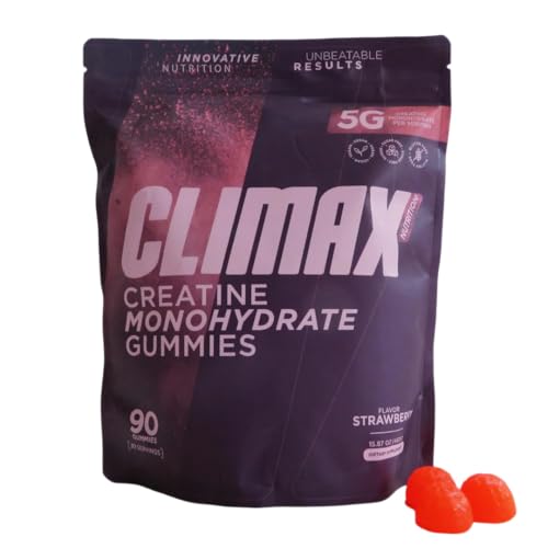 Climax Nutrition Creatine Monohydrate Gummies 5g Creatine per Serving Sugar-Free Vegan & Halal 30 Servings Strawberry Flavor