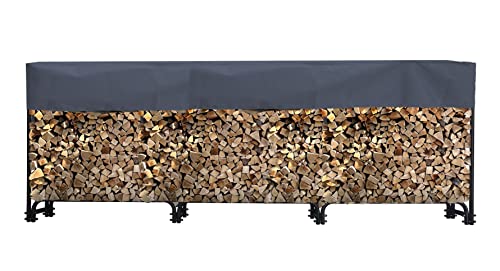 QUICK STAR Metalowy regał na drewno kominkowe 272 x 25 x 95 cm z pokrowcem, stojak na drewno opałowe do ogrodu, 1,0 m³ / 1,5 SRM, pomoc do układania drewna