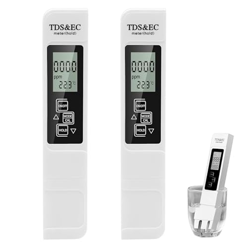 2 PCS TDS Messgerät für Trinkwasser 3 in 1 TDS/EC ppm Messgerät Wasser LCD Digital Wasserqualität Tester Wasser Tester Wassertester Hoher Genauigkeit für Pool, Trinkwasser, Aquarium, Schwimmbad