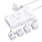 2000W Voltage Converter US to Europe for Hair Dryer, 220V to 110V Converter for European Travel with 3AC/2USB-A/2USB-C (PD20W), 7 in 1 Universal Travel Adapter with Type C/G/I/L Plugs (White)