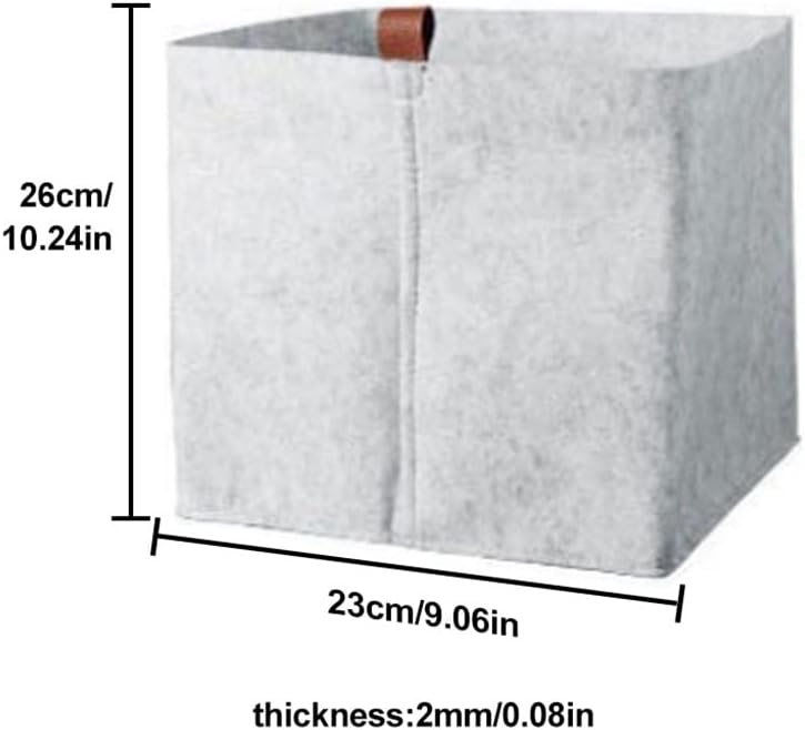 Desktop Organizer with Handle Bedroom Dirty Clothes Office Home Decor Felt Storage Basket Thick Standing (Color : Gray, Size : 1) (D 1)