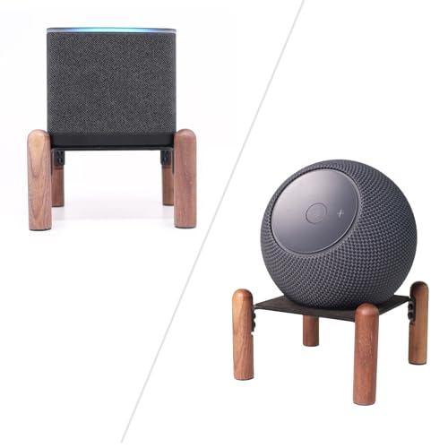 Wooden Mount Stand for Fire TV Cube,Echo Dot Max (Newest Model),Spot, 4th Gen,Dot 5,Studio (New) and Speakers Such as Homepod Mini (Black Walnut)