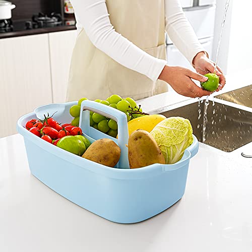 Goderewild 2 Pack Multi-Purpose Plastic Cleaning Caddy with Handle, Shower Caddy Organizer/Storage Basket/Totes Portable for Bathroom Supplies, Cleaning Products, Under Sink Tool. (blue+grey) - Thumbnail 5