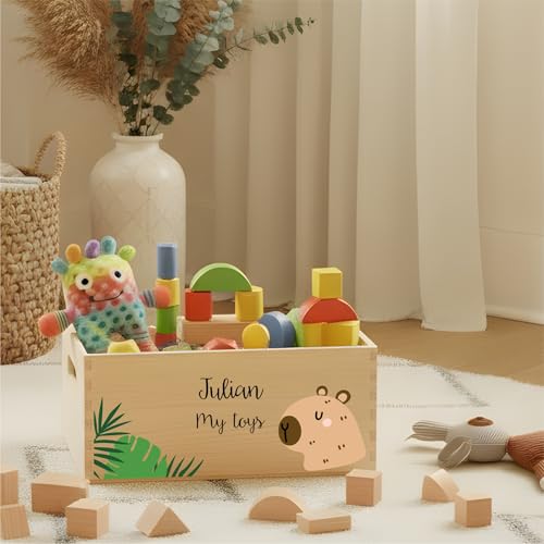 Miniatura 4 de Creative Deco Caja De Recuerdos Personalizada Para Bebés Regalo Personalizado Con Nombre Motivo - Animales Cesta De Madera Para Juguetes Personalizadas Personalizados Para Niño Y Niña