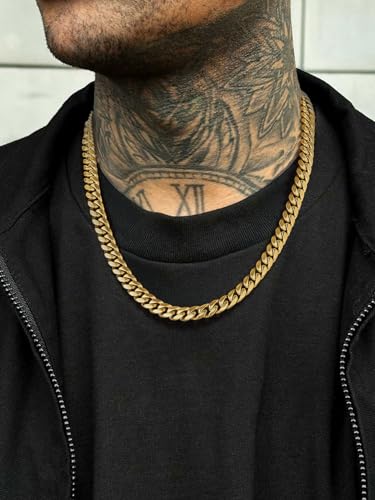 Mens Chains Cuban Link Necklaces 28 inch 18K Gold Plated Neck Chain Mens Gifts for Dad