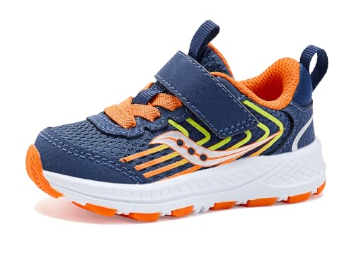 Saucony Wind 3.0 Jr (Toddler/Little Kid) Sneaker, Navy/Orange, 8 US Unisex