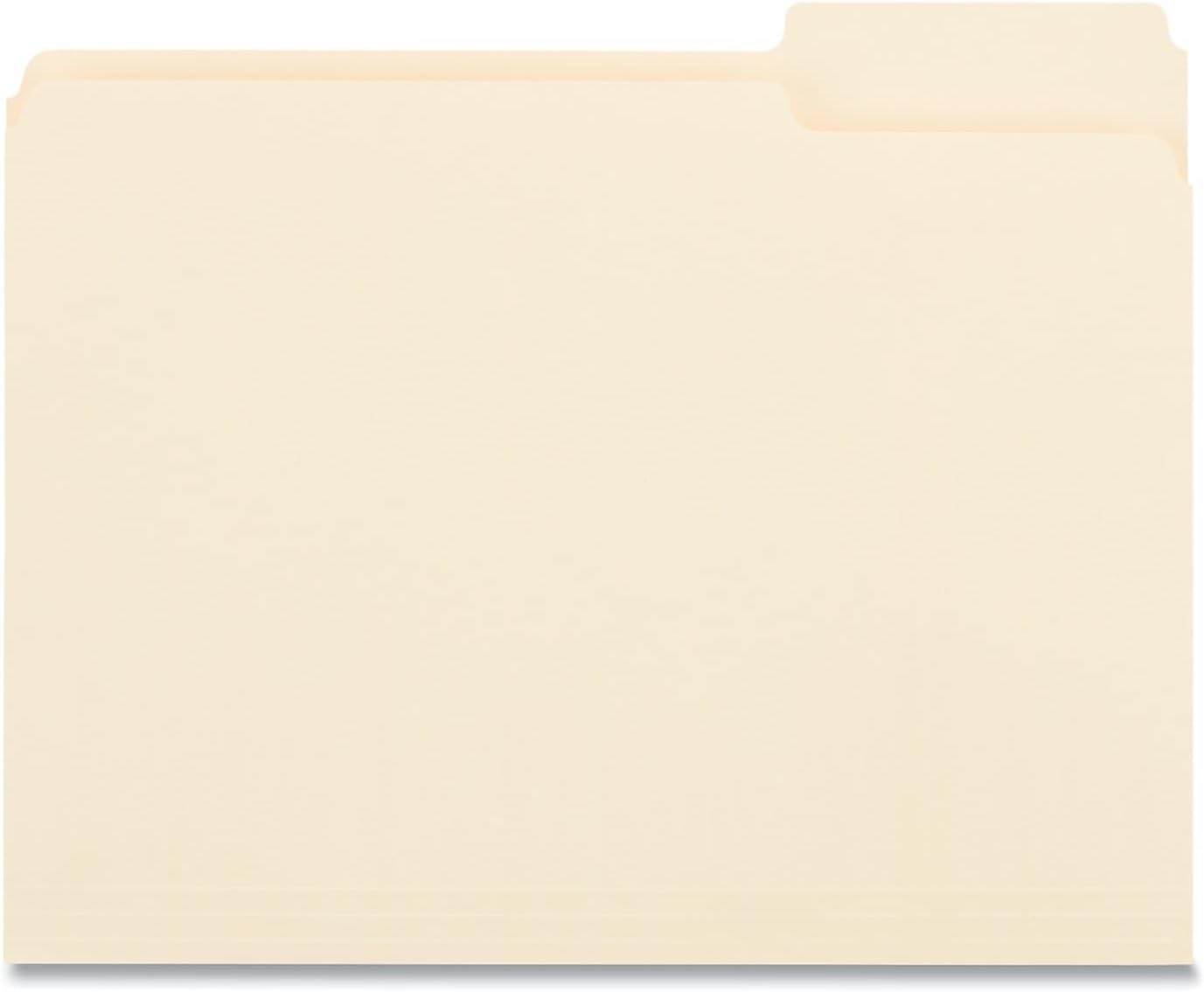 Universal 12123 File Folders, 1/3 Cut Third Position, One-Ply Top Tab, Letter, Manila, 100/Box