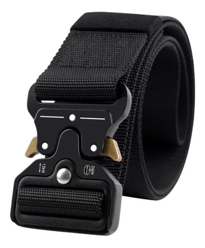 Cinto Tatico Militar com Fivela de Metal e Engate Rápido e Ajustável Tipo Amidila Cor Preto